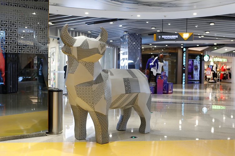 玻璃鋼動(dòng)物雕塑切面抽象狗擺件