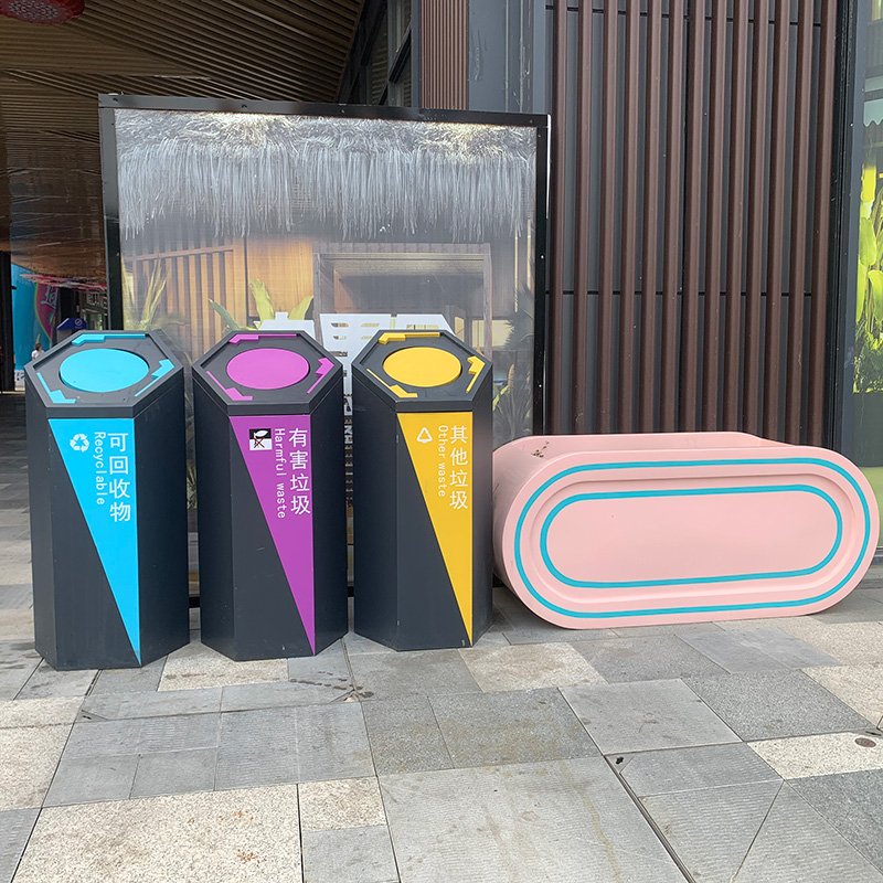 不銹鋼菱形垃圾桶戶外廣場垃圾箱