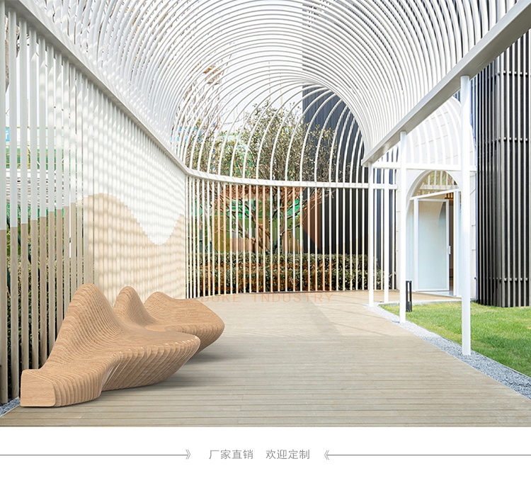 6米木藝美陳切片座椅藝術(shù)防腐木坐凳