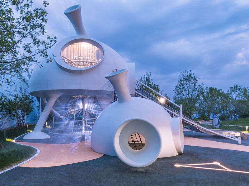 宇宙飛船屋造型美陳景觀雕塑小品藝術(shù)裝飾案例