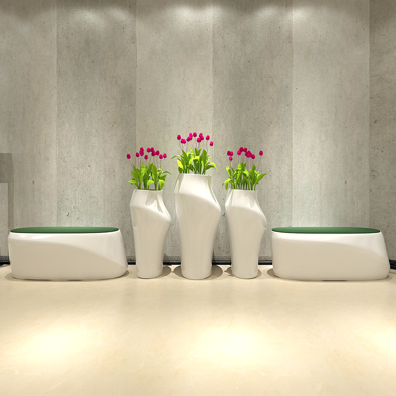 玻璃鋼美人花器座椅組合，簡約時尚美麗大方的代表作!