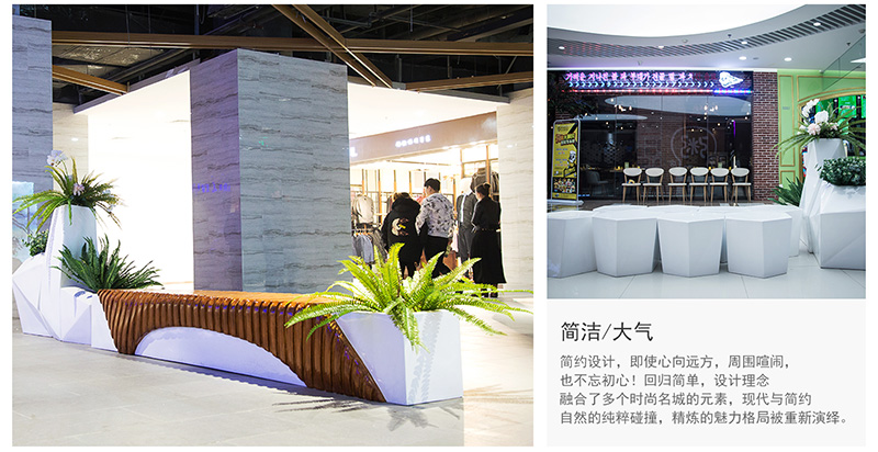 烏魯木齊萬達廣場商場美陳景觀雕塑小品花盆座椅案例