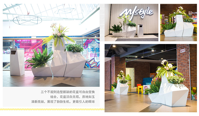 烏魯木齊萬達廣場商場美陳景觀雕塑小品花盆座椅案例