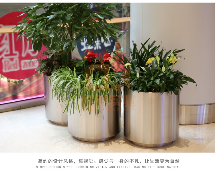 不銹鋼圓柱花盆