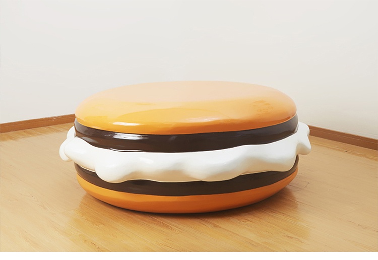 玻璃鋼漢堡造型坐凳圓形藝術(shù)造型座椅