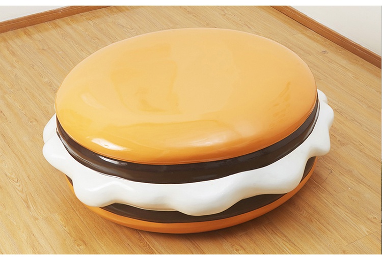 玻璃鋼漢堡造型坐凳圓形藝術(shù)造型座椅