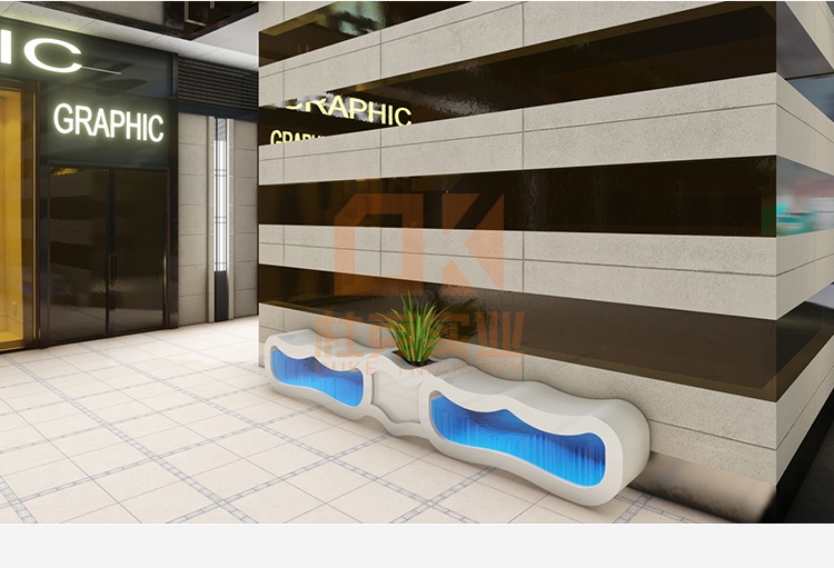 玻璃鋼海浪座椅創(chuàng)意藝術花盆坐凳組合