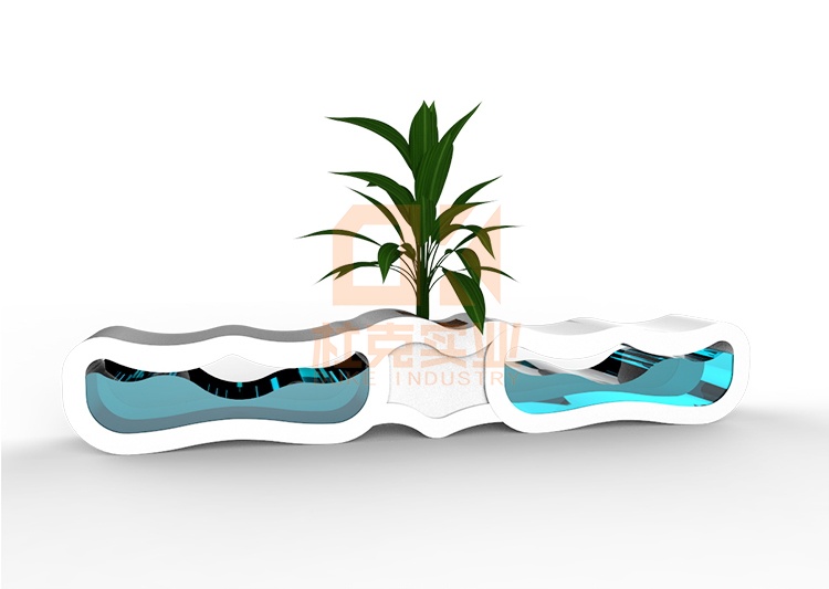 玻璃鋼海浪座椅創(chuàng)意藝術花盆坐凳組合