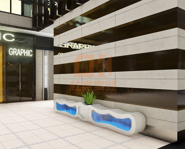 玻璃鋼海浪座椅創(chuàng)意藝術花盆坐凳組合