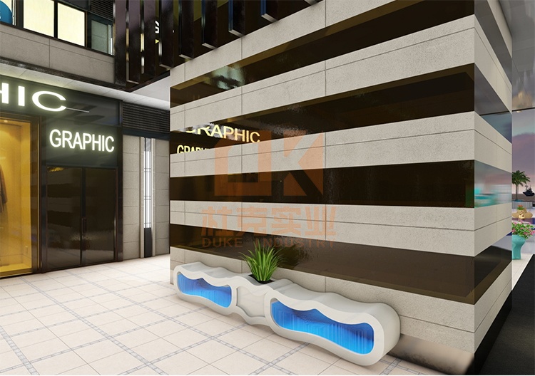 玻璃鋼海浪座椅創(chuàng)意藝術花盆坐凳組合