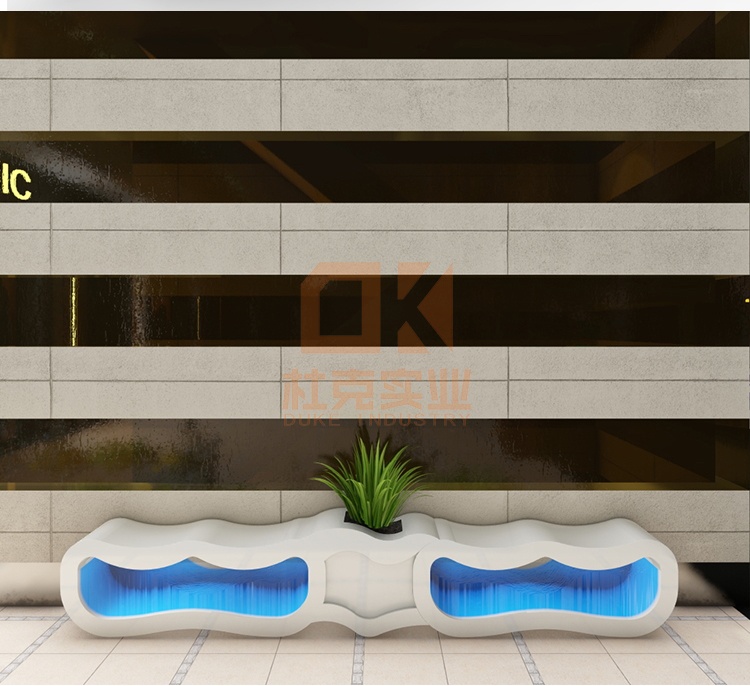 玻璃鋼海浪座椅創(chuàng)意藝術花盆坐凳組合