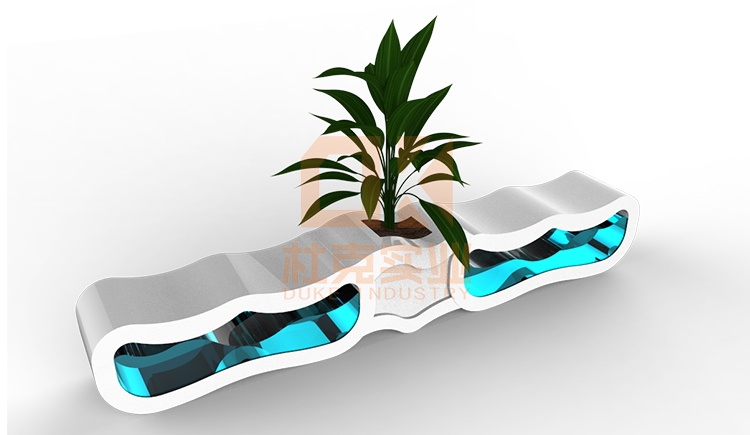 玻璃鋼海浪座椅創(chuàng)意藝術花盆坐凳組合