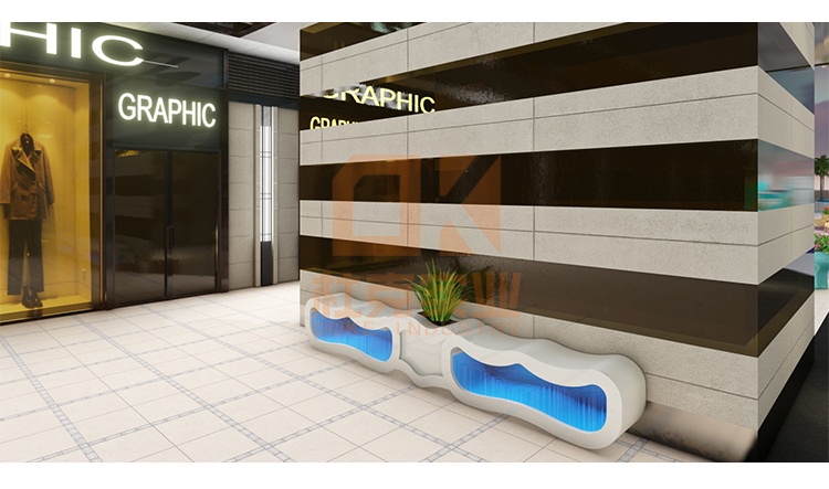 玻璃鋼海浪座椅創(chuàng)意藝術花盆坐凳組合