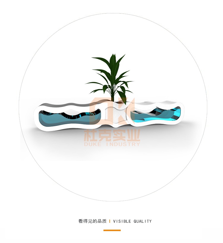 玻璃鋼海浪座椅創(chuàng)意藝術花盆坐凳組合