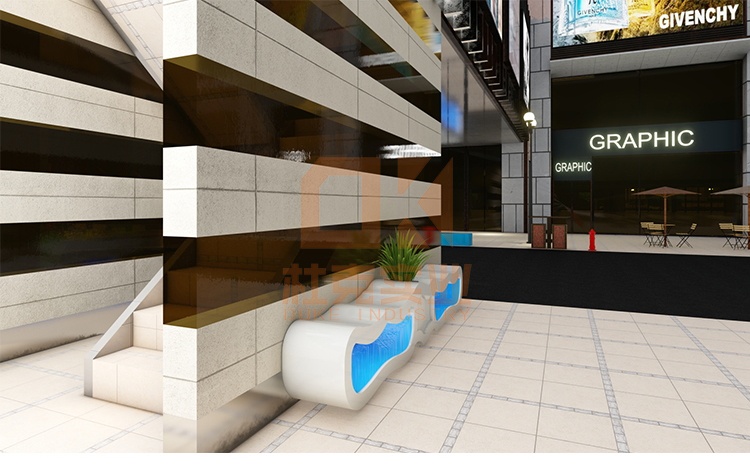 玻璃鋼海浪座椅創(chuàng)意藝術花盆坐凳組合