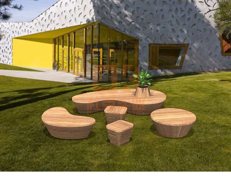 玻璃鋼仿木紋藝術(shù)花盆座椅