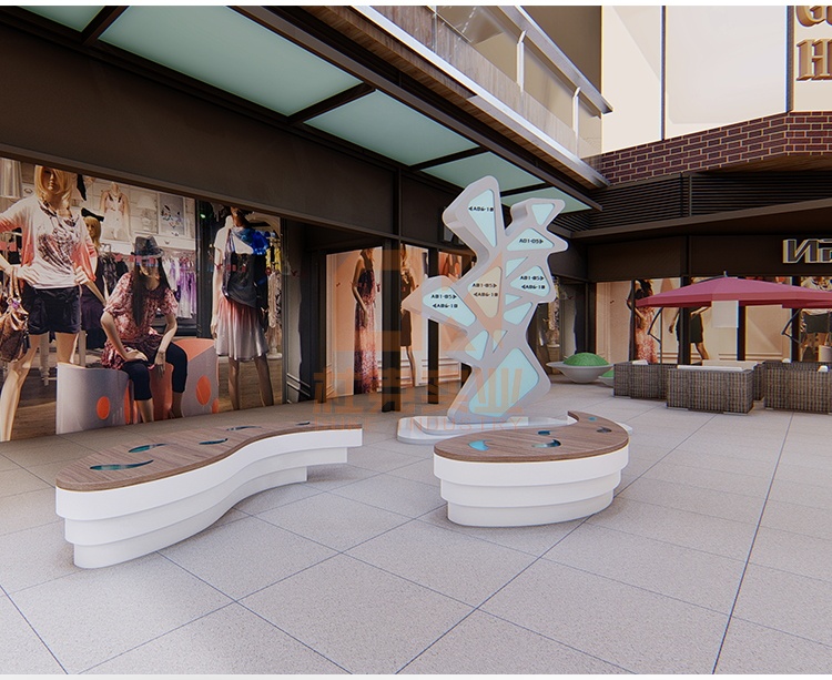 玻璃鋼+木藝魚坐凳