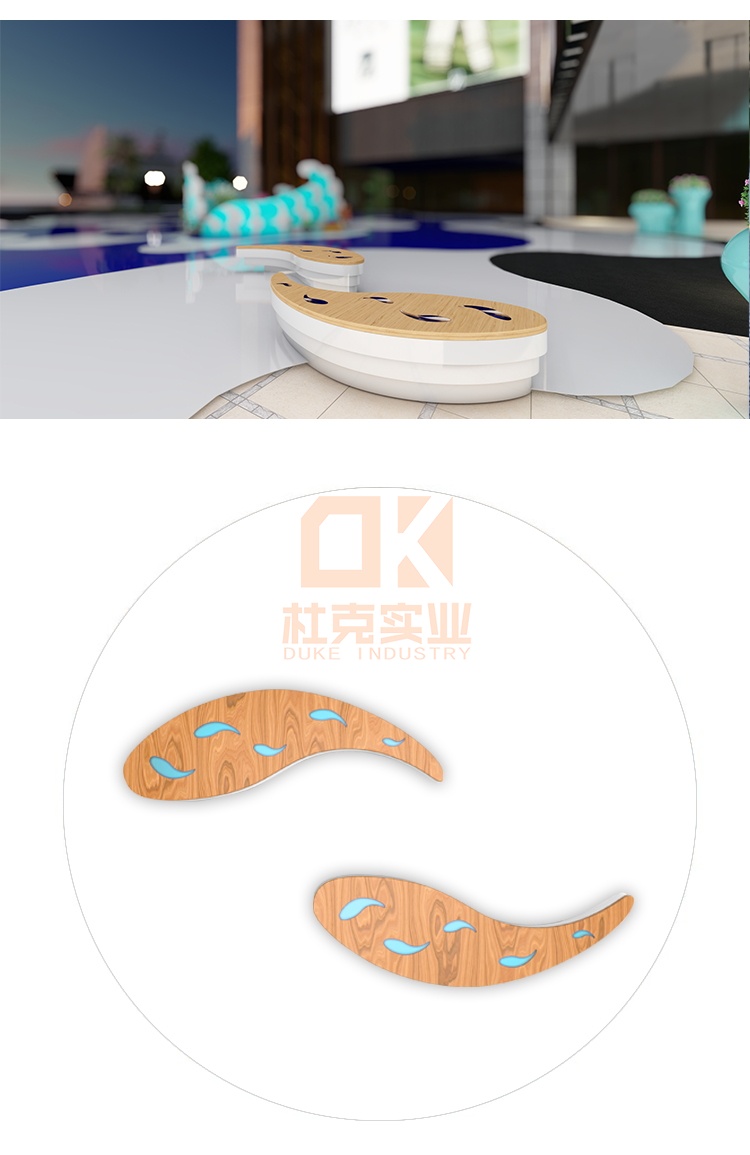 玻璃鋼+木藝魚坐凳