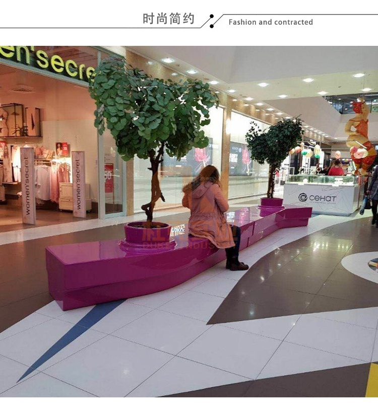 玻璃鋼條形樹池坐凳