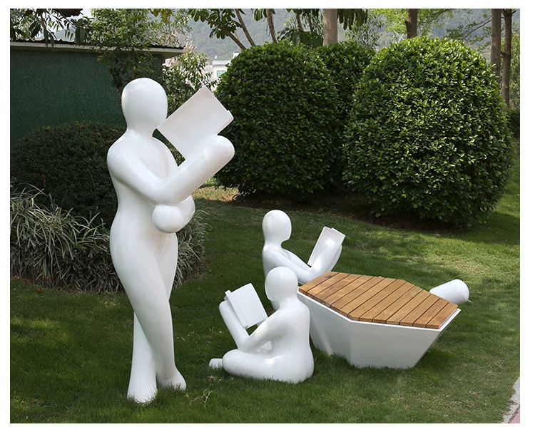 玻璃鋼看書雕塑