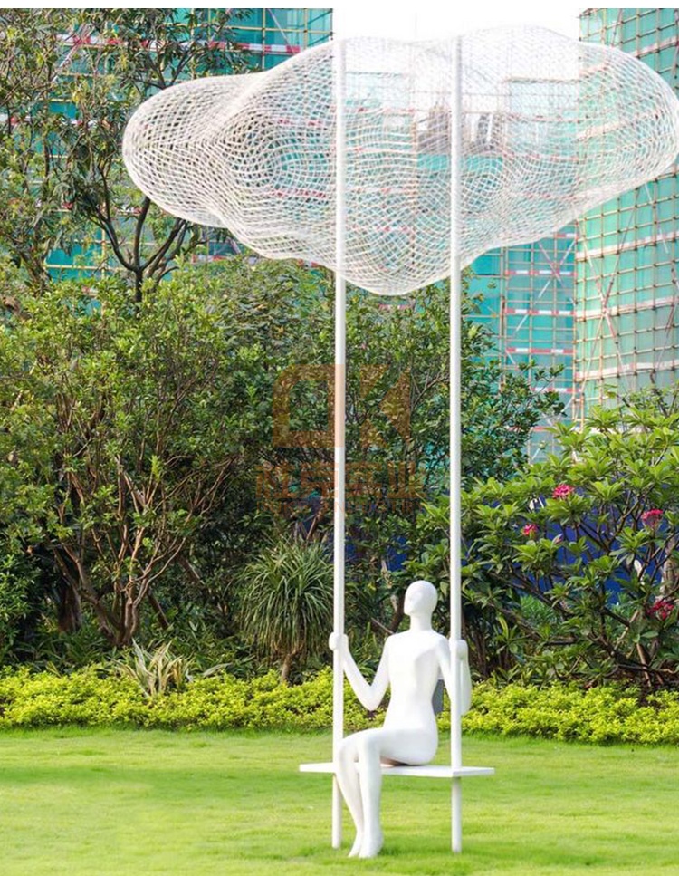 不銹鋼鏤空云朵雕塑