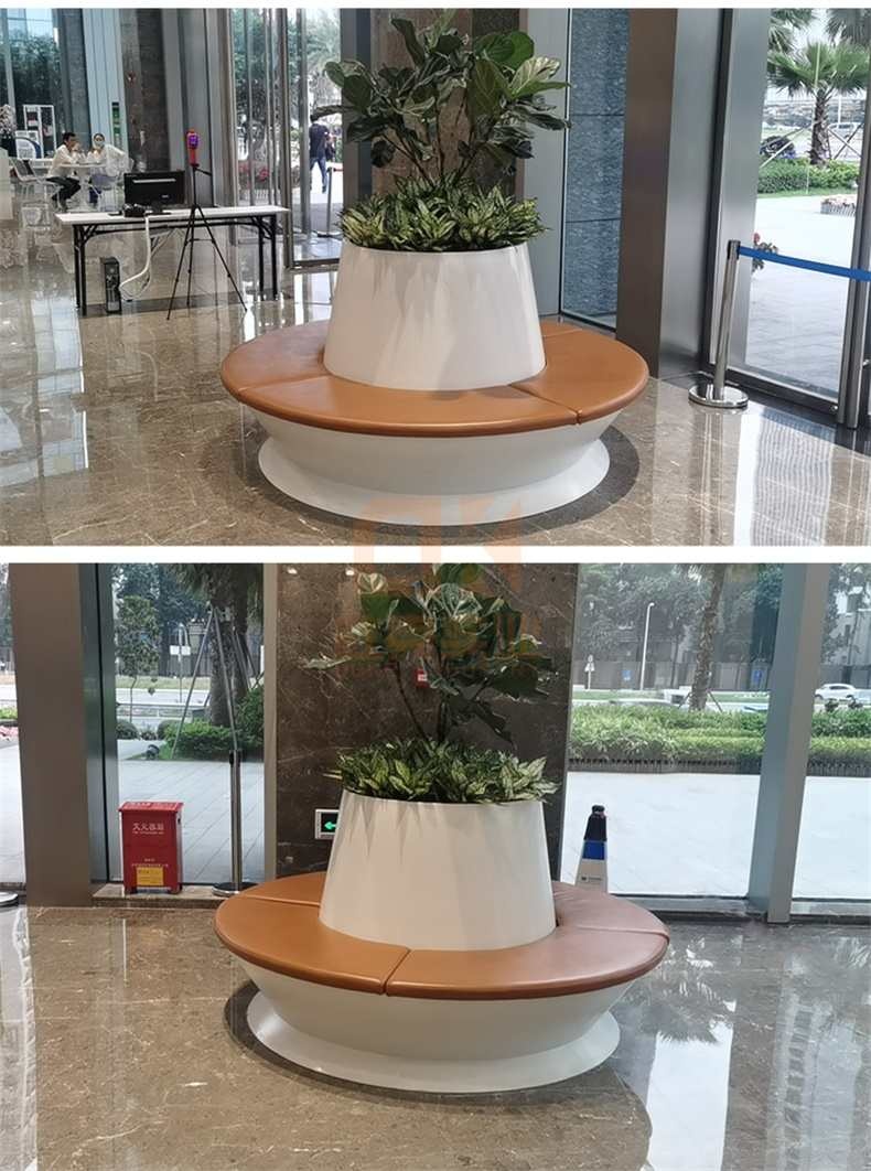 圓形木紋玻璃鋼樹池坐凳 圓形木紋玻璃鋼樹池坐凳