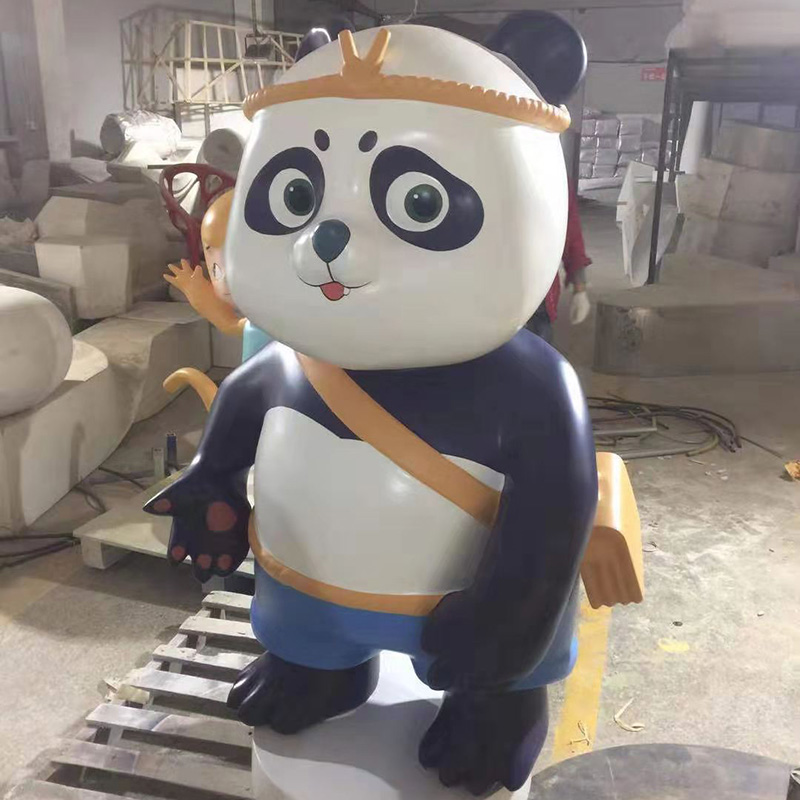 玻璃鋼熊貓小型雕塑動物景觀造型擺件