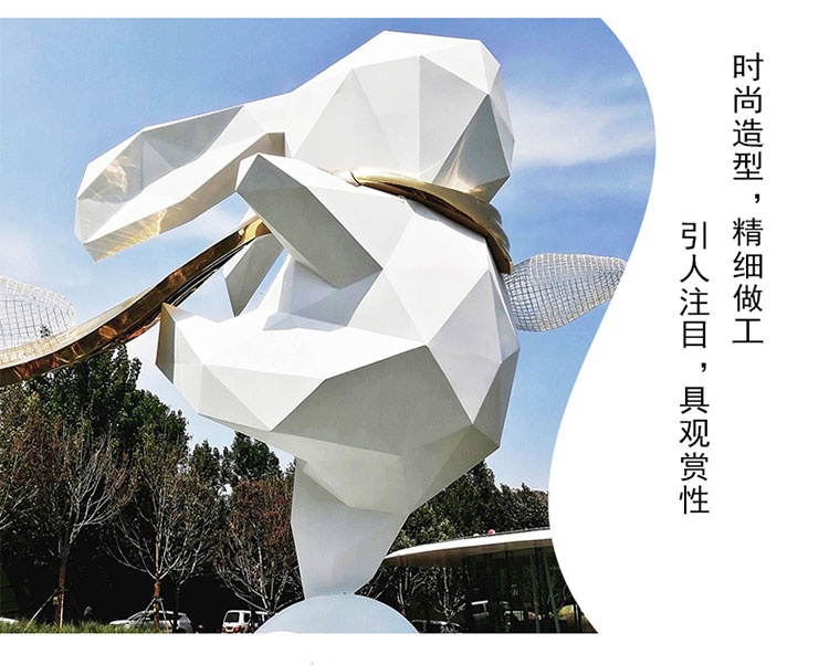 玻璃鋼切面兔子雕塑云朵景觀擺件 玻璃鋼切面兔子雕塑云朵景觀擺件