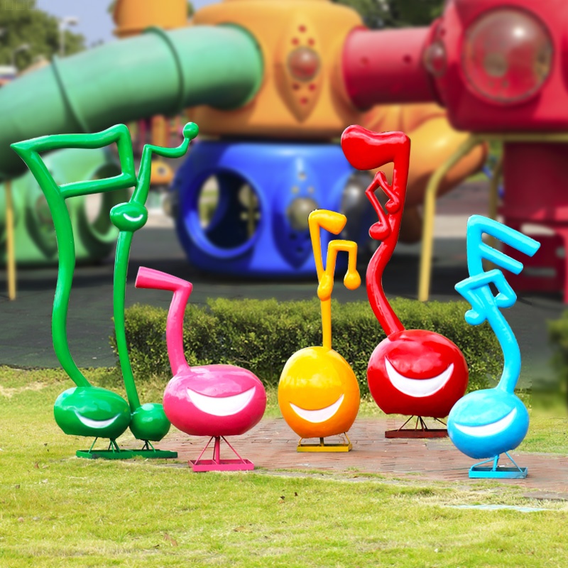 玻璃鋼微笑音符雕塑，美好的一天從微笑開始!