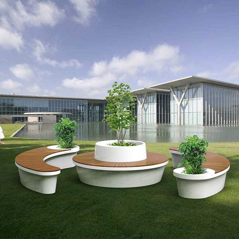 創(chuàng)意木紋環(huán)形坐凳，玻璃鋼藝術(shù)木紋坐凳!