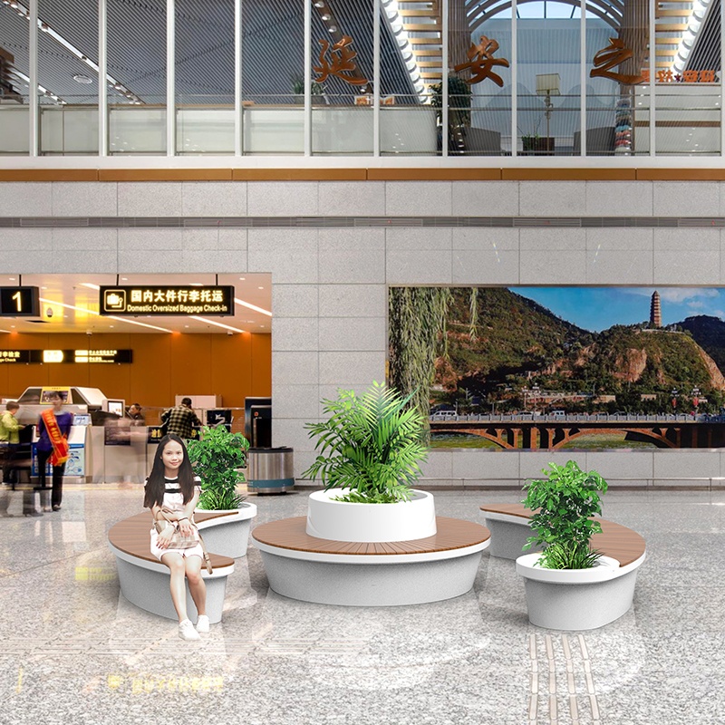 創(chuàng)意木紋環(huán)形坐凳，玻璃鋼藝術(shù)木紋坐凳!