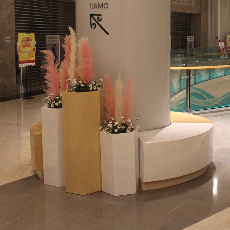 創(chuàng)意木紋環(huán)形坐凳，玻璃鋼藝術(shù)木紋坐凳!