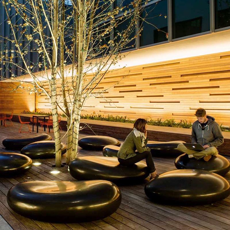 玻璃鋼鵝卵石座椅戶外坐凳軟包沙發(fā)凳子椅子茶幾商場(chǎng)休閑椅