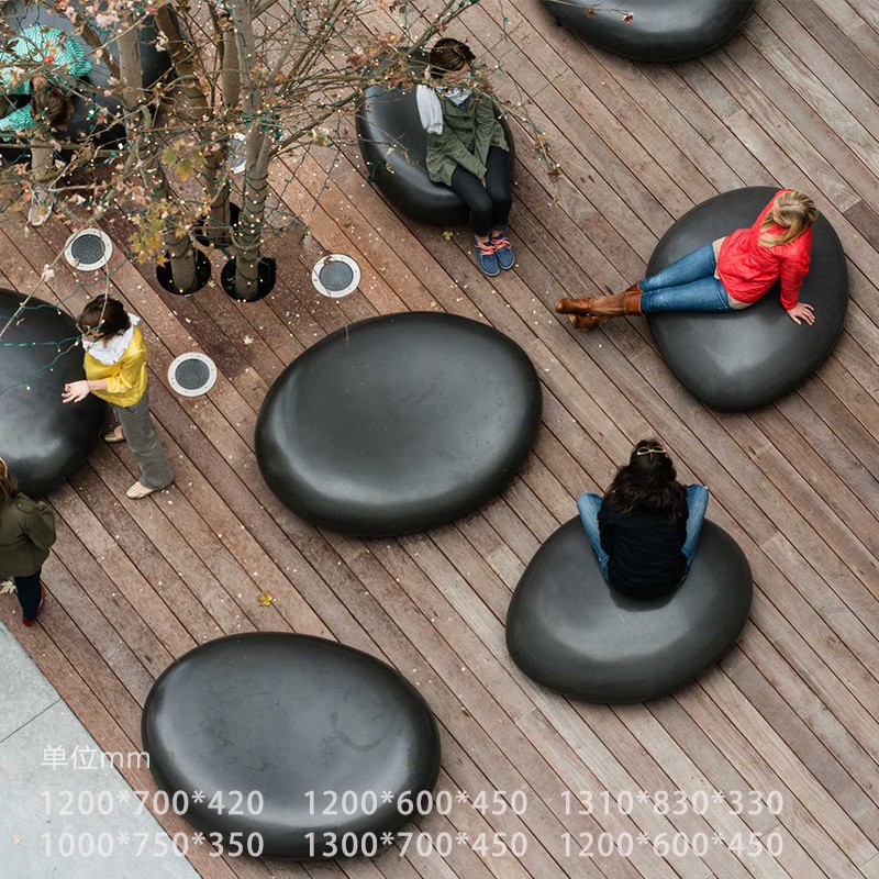 玻璃鋼鵝卵石座椅戶外坐凳軟包沙發(fā)凳子椅子茶幾商場(chǎng)休閑椅