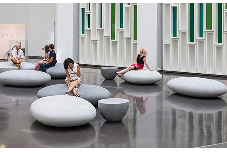 玻璃鋼鵝卵石座椅戶外坐凳軟包沙發(fā)凳子椅子茶幾商場(chǎng)休閑椅