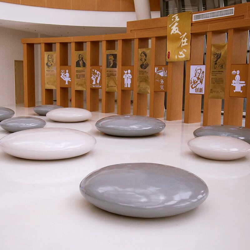 玻璃鋼鵝卵石座椅戶外坐凳軟包沙發(fā)凳子椅子茶幾商場(chǎng)休閑椅