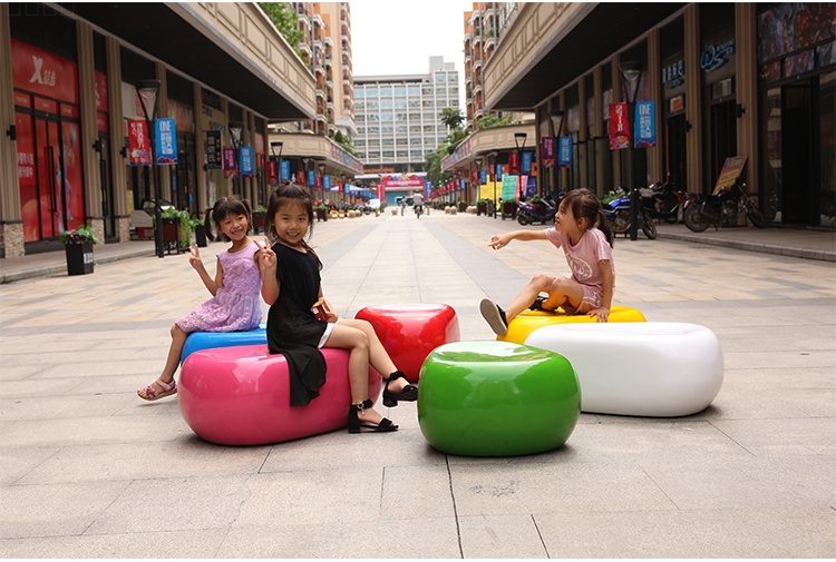 玻璃鋼鵝卵石座椅戶外坐凳軟包沙發(fā)凳子椅子茶幾商場(chǎng)休閑椅