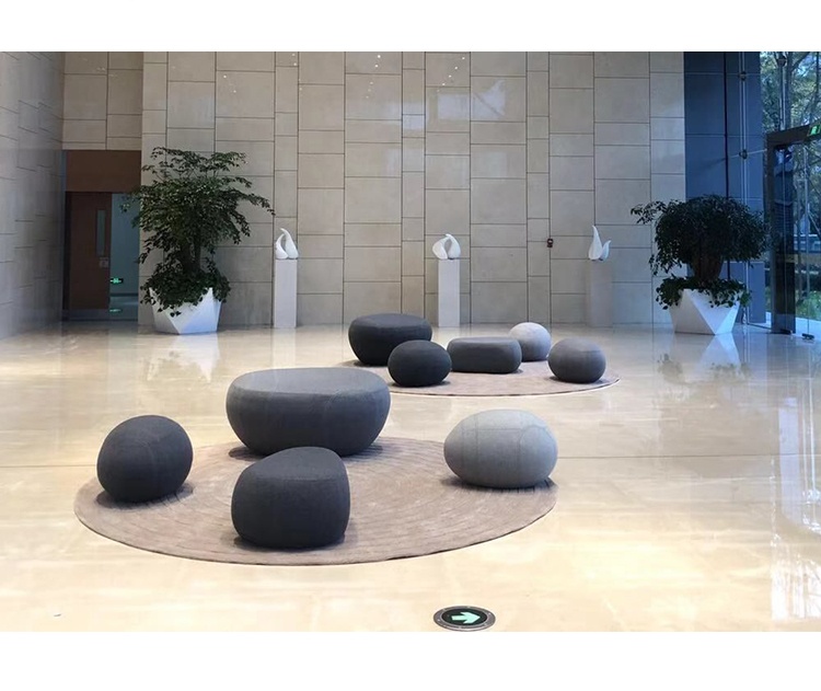 玻璃鋼鵝卵石座椅戶外坐凳軟包沙發(fā)凳子椅子茶幾商場(chǎng)休閑椅