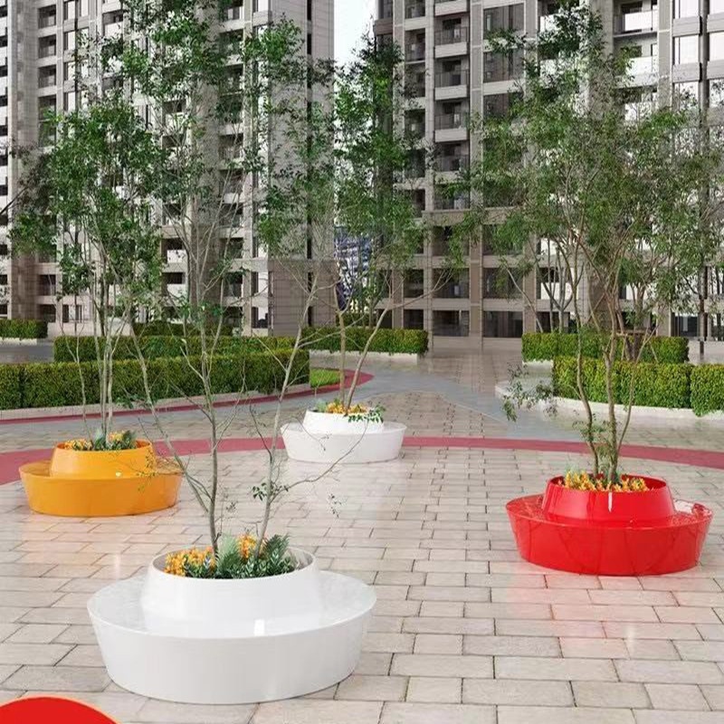 玻璃鋼圓形創(chuàng)意花壇靠背樹池