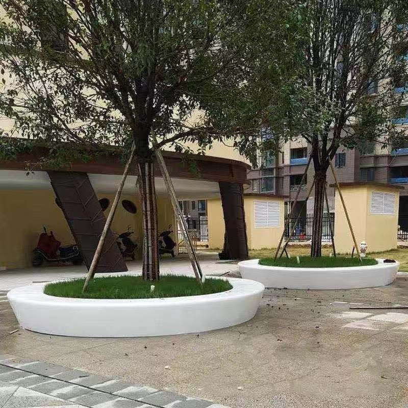 室外玻璃鋼GRC圓形花壇樹(shù)池