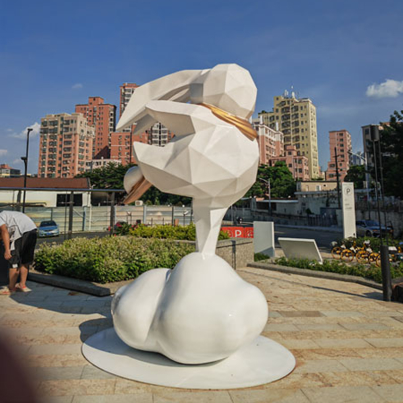 玻璃鋼大型兔子雕塑切面戶外廣場景觀擺件 玻璃鋼大型兔子雕塑切面戶外廣場景觀擺件