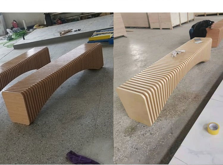 木質(zhì)長(zhǎng)條切片座椅藝術(shù)景觀創(chuàng)意坐凳