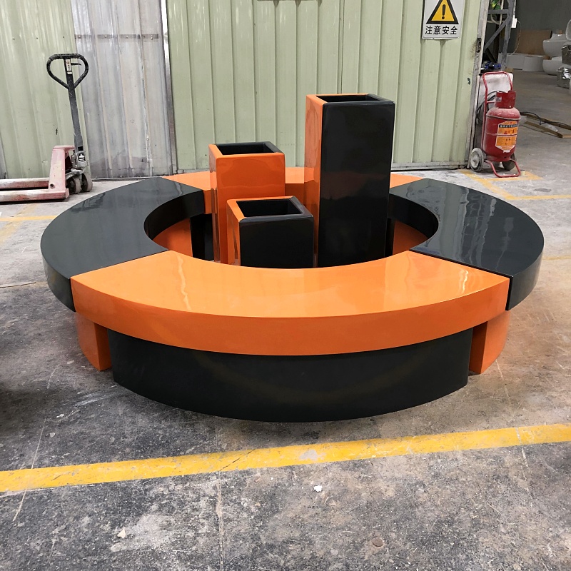 玻璃鋼包柱座椅環(huán)形花盆組合圓形坐凳