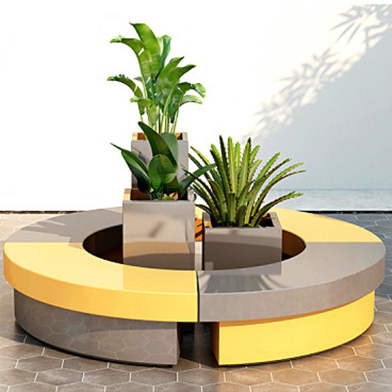 玻璃鋼包柱座椅環(huán)形花盆組合圓形坐凳