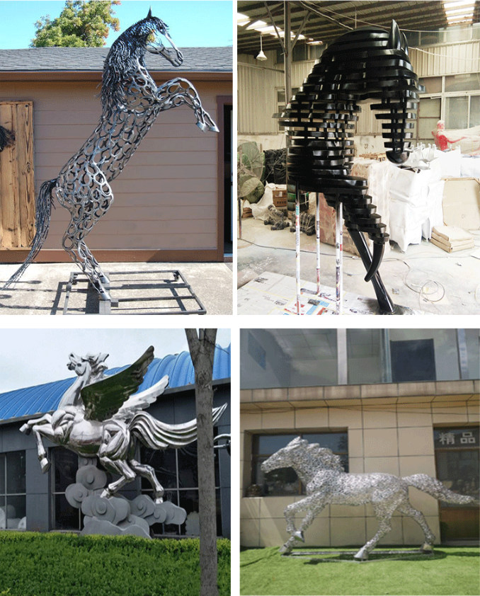 不銹鋼馬雕塑動(dòng)物造型戶(hù)外景觀小品擺件