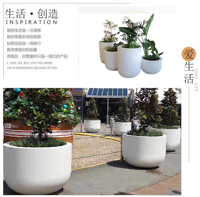 玻璃鋼圓形花盆景觀花缽