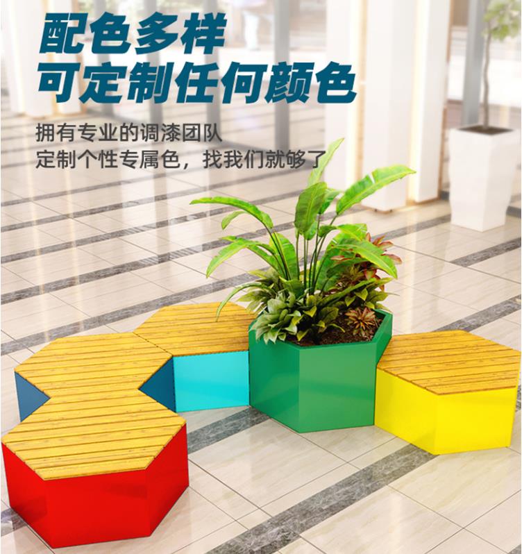 不銹鋼異形坐凳六邊形景觀商場花箱座椅