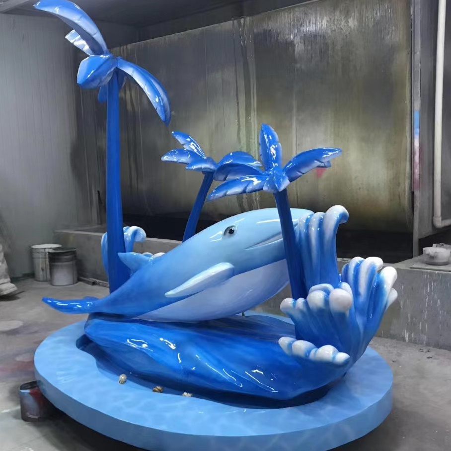 海洋系列玻璃鋼雕塑鯨魚章魚大龍蝦海豚動物雕塑擺件