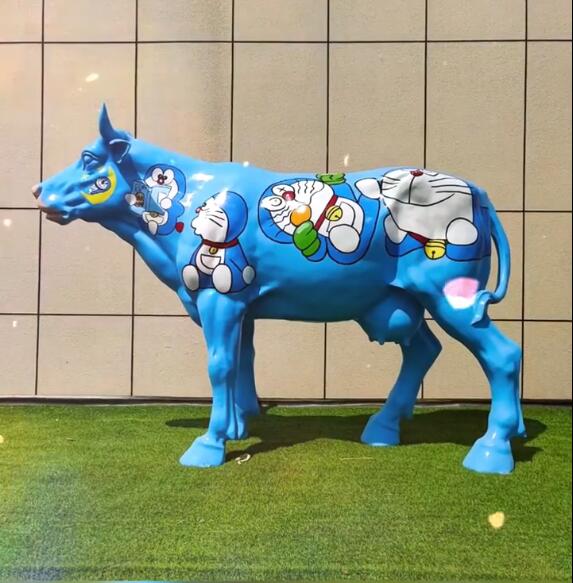 玻璃鋼仿真牛雕塑戶外不銹鋼卡通動物擺件