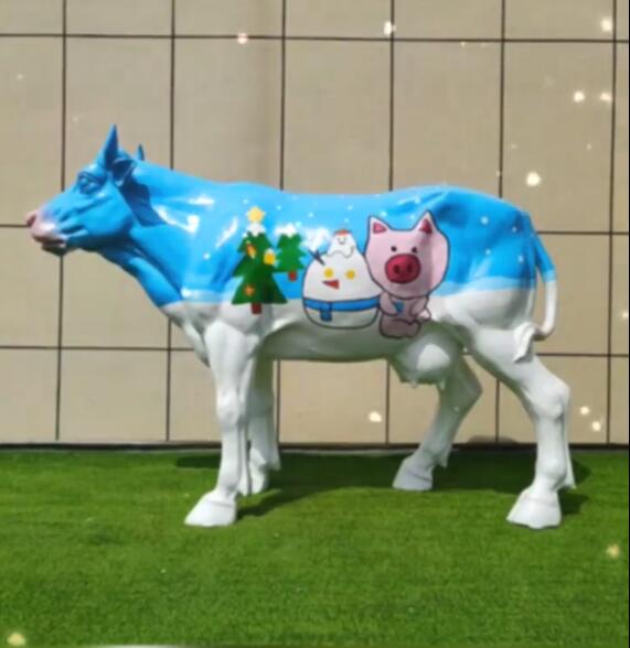 玻璃鋼仿真牛雕塑戶外不銹鋼卡通動物擺件